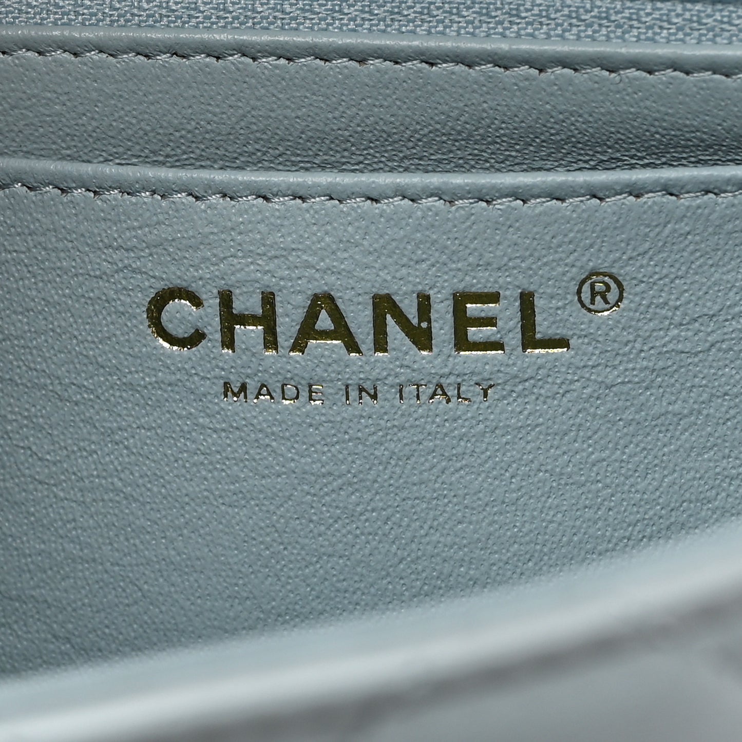 Lambskin Quilted Mini Top Handle Rectangular Flap Light Blue