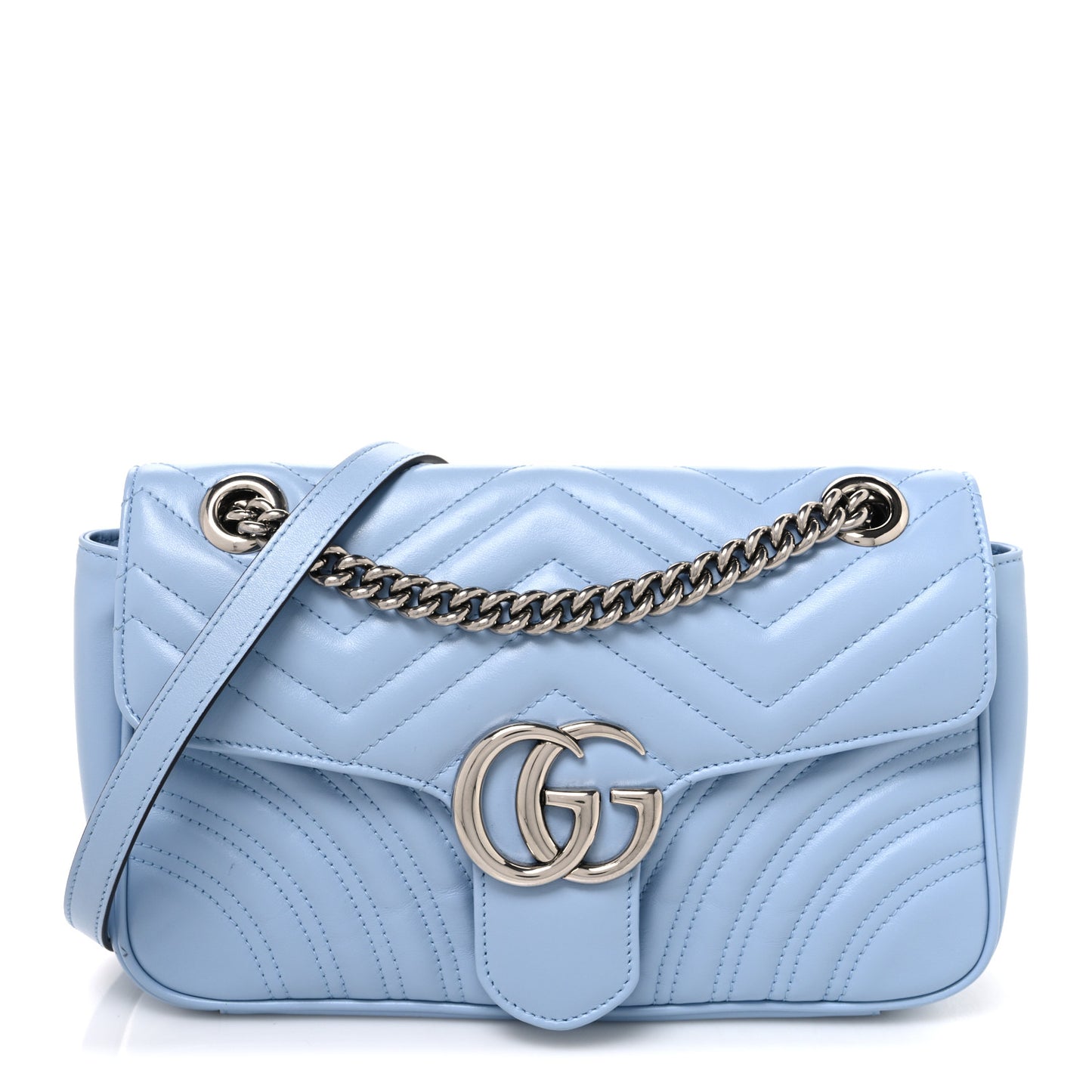 Calfskin Matelasse Small GG Marmont Shoulder Bag Porcelain Light Blue