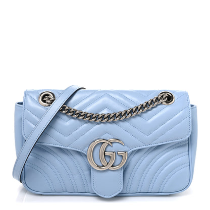 Gucci Calfskin Matelasse Small GG Marmont Shoulder Bag Porcelain Light Blue 1 of 10