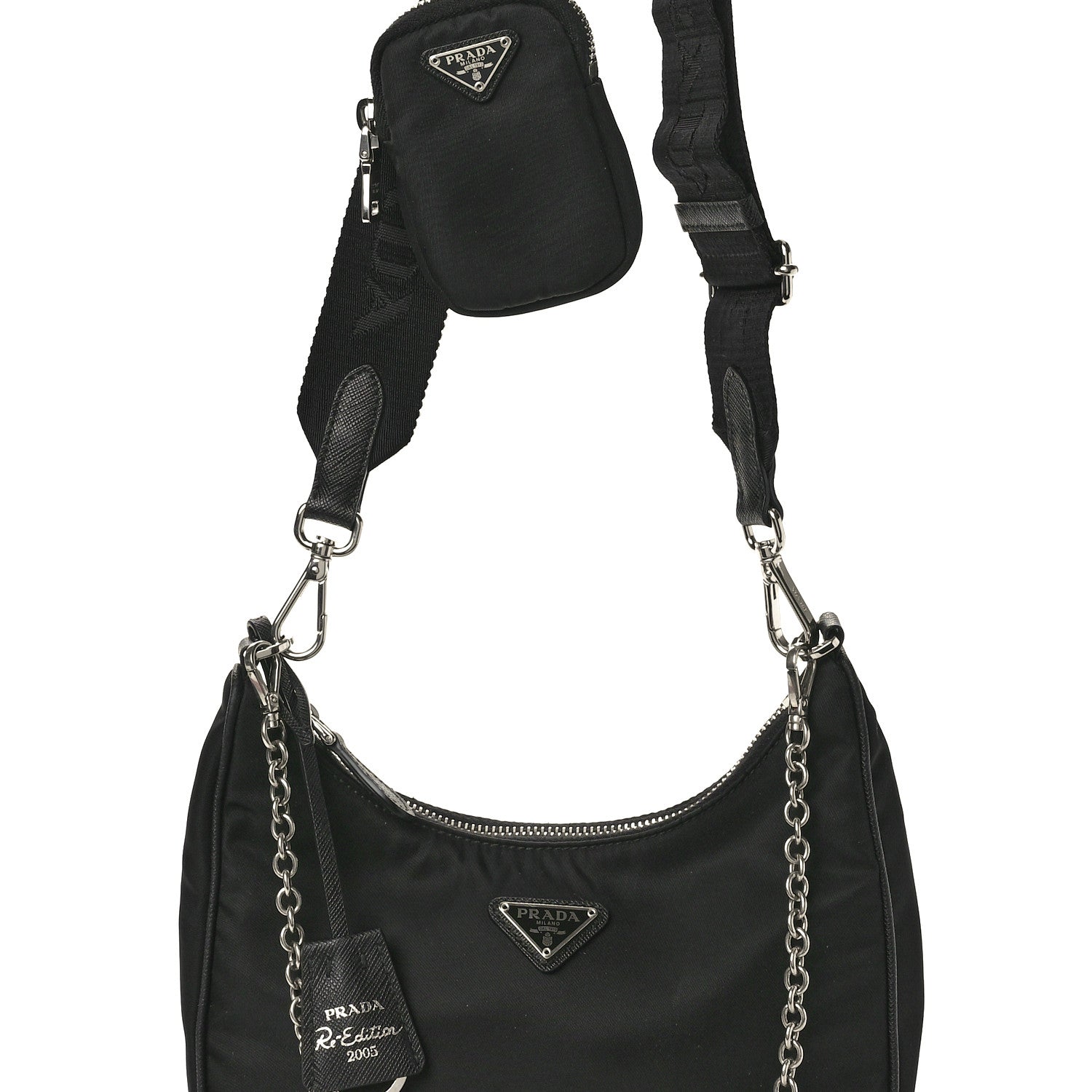 Prada Nylon Re-Edition 2005 Shoulder Bag Black 7 of 9
