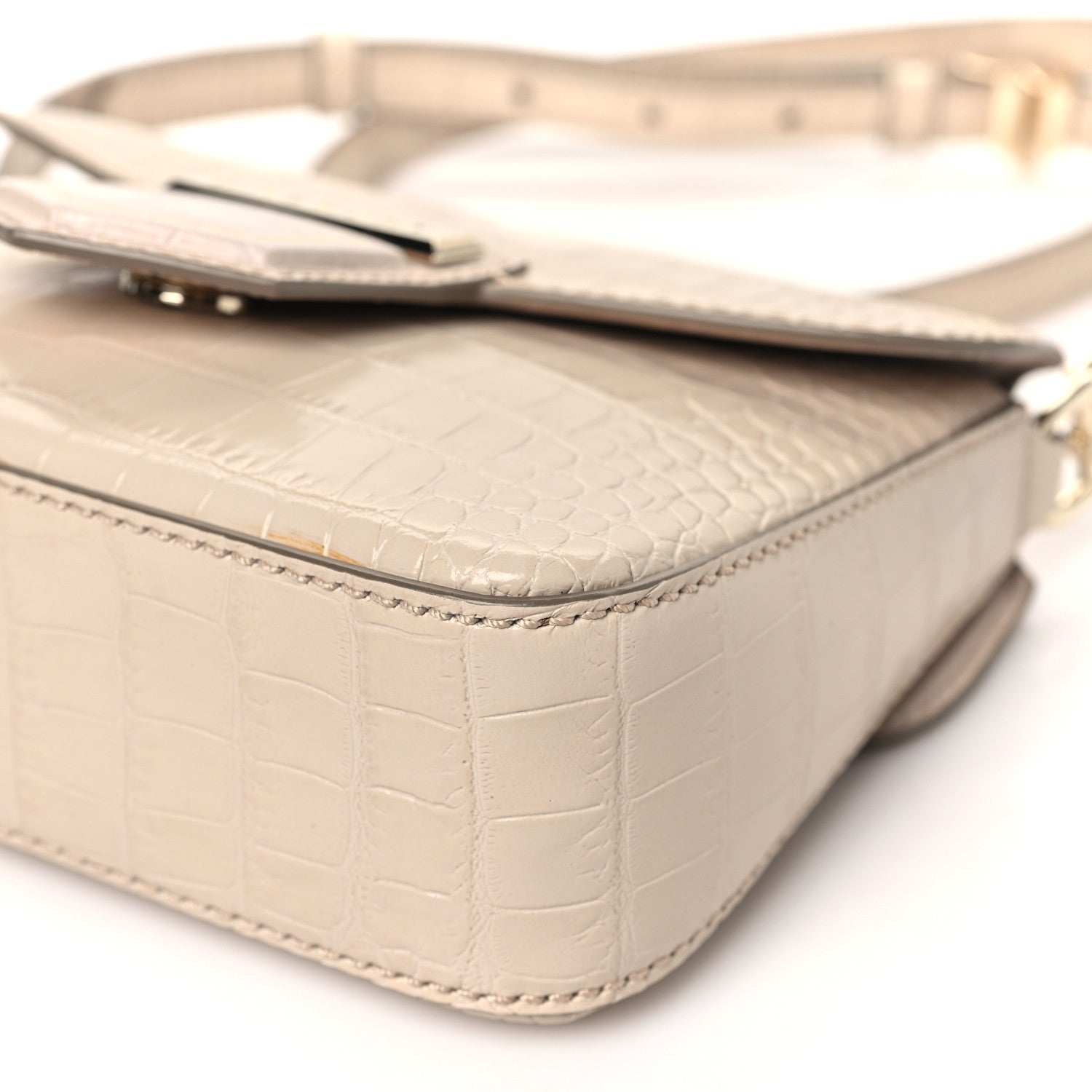 Givenchy Calfskin Crocodile Embossed Mini Nobile Shoulder Bag Nude Pink 9 of 9