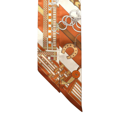 Hermes Silk Brides et Gris Twilly Caramel White Bronze 2 of 4