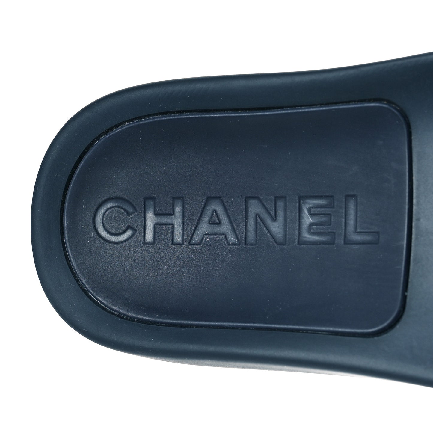 Rubber CC Flat Slide Sandals 36 Navy Gold