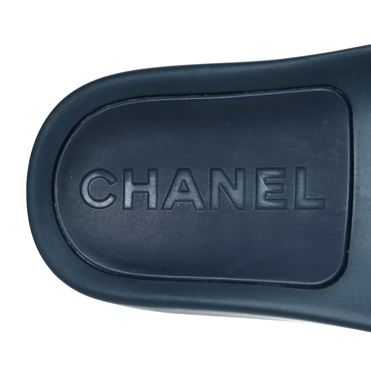 Chanel Rubber CC Flat Slide Sandals 36 Navy Gold 8 of 9