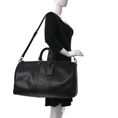 Louis Vuitton Taiga Monogram Eclipse Keepall Bandouliere 50 Black 2 of 10