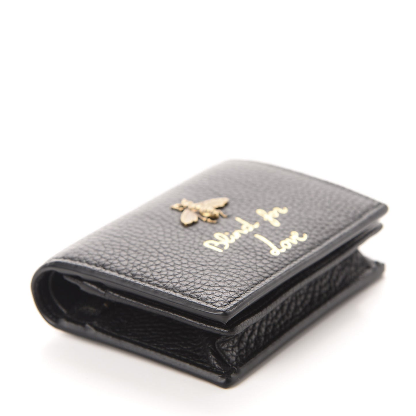 Pebbled Calfskin Animalier Card Case Black