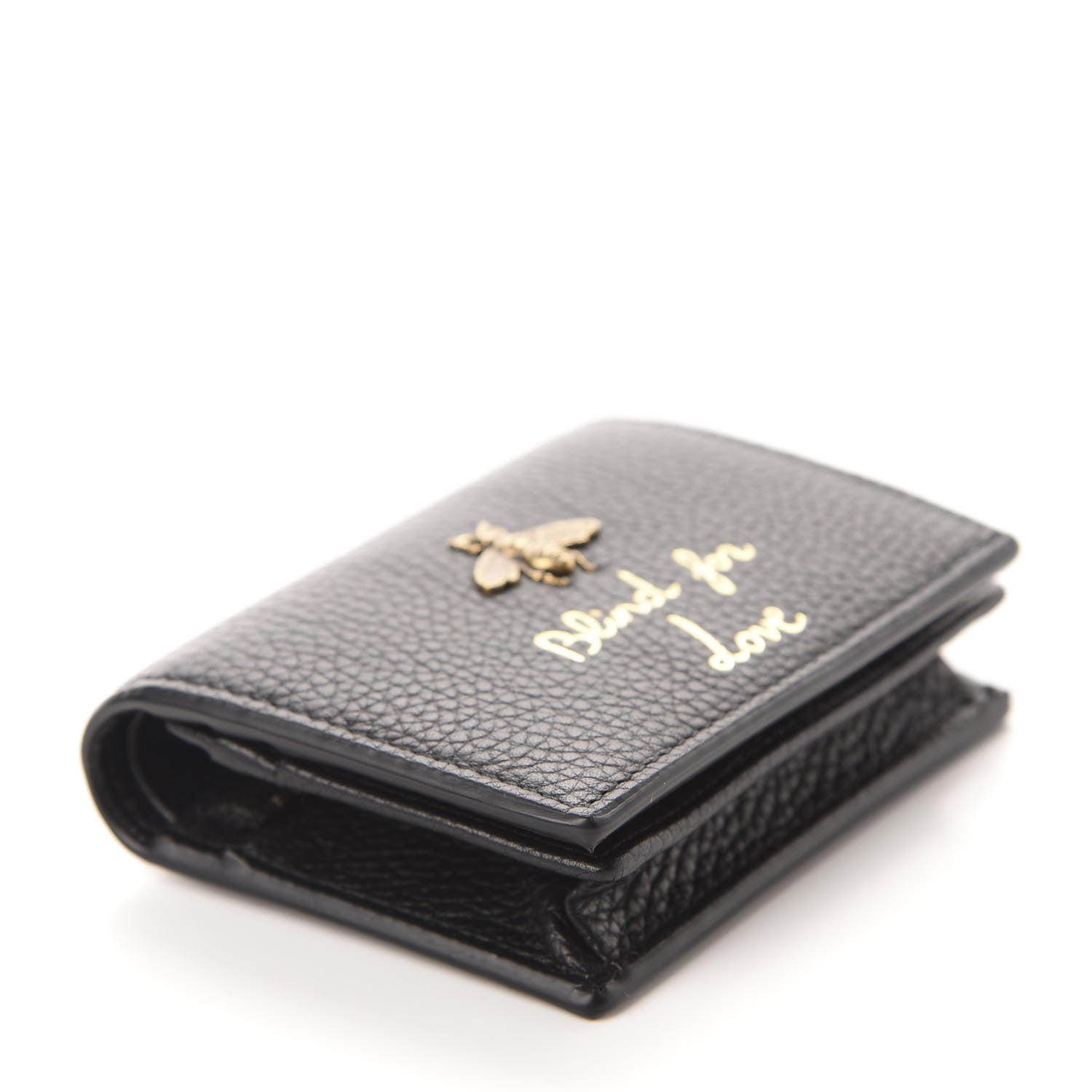 Gucci Pebbled Calfskin Animalier Card Case Black 4 of 8