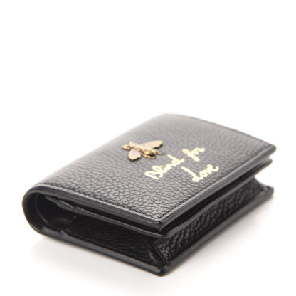 Gucci Pebbled Calfskin Animalier Card Case Black 4 of 8