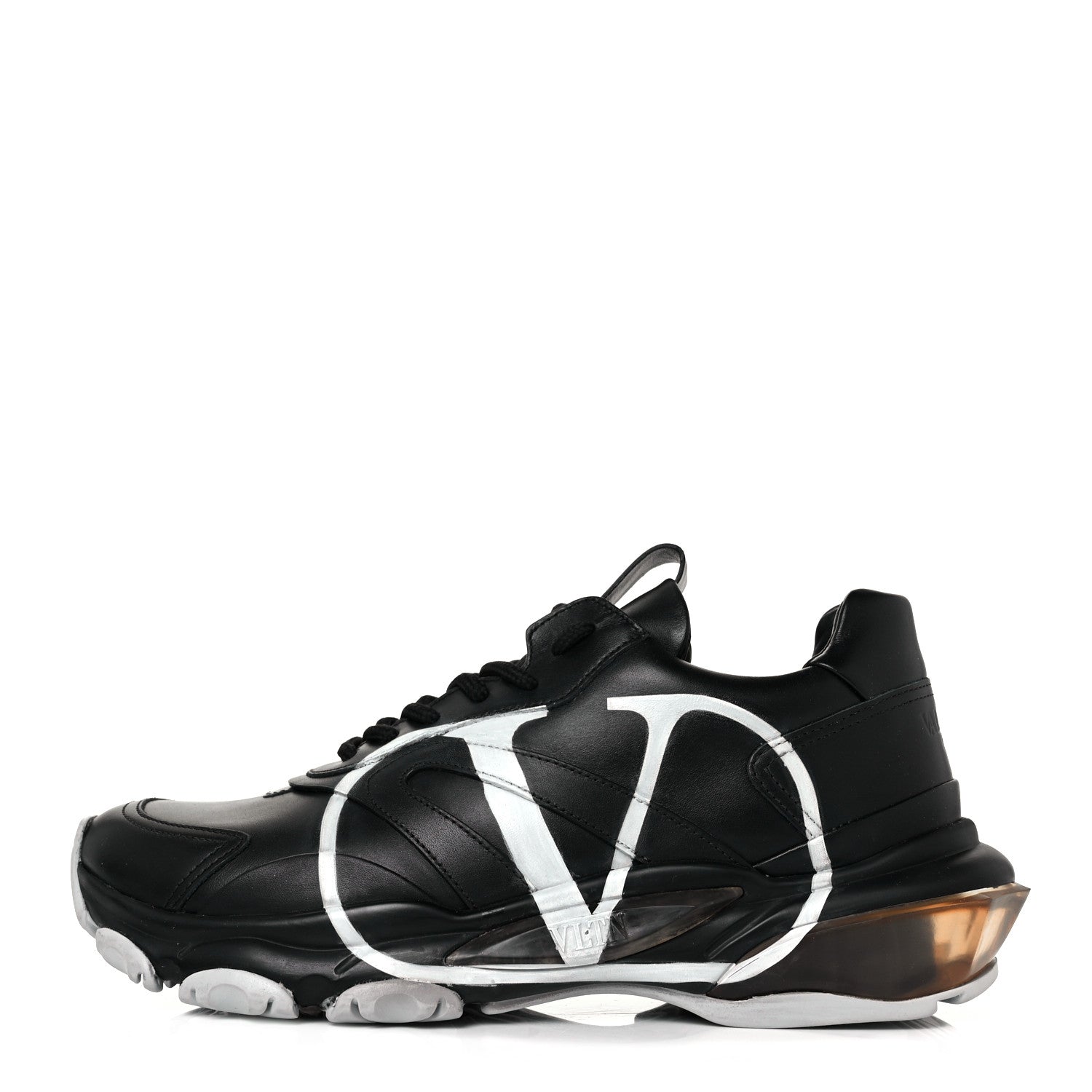 Valentino Garavani Calfskin VLOGO Mens Bounce Sneakers 39 Black 1 of 7