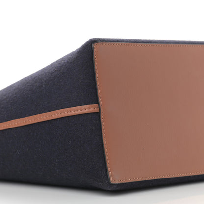 Loewe Wool Calfskin Small Love Anagram Tote Navy Tan 9 of 10