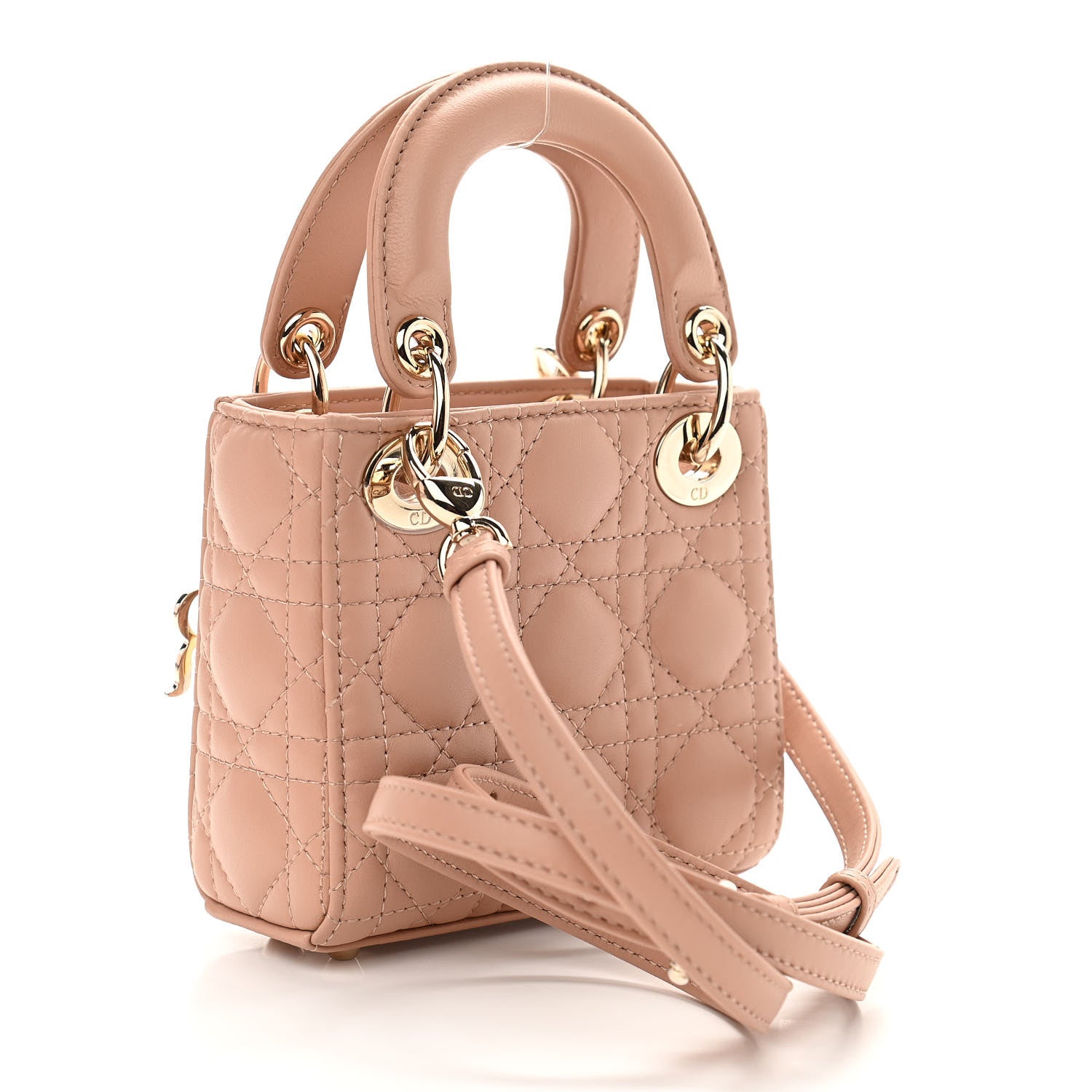 Christian Dior Lambskin Cannage Micro Lady Dior Rose Des Vents 3 of 11