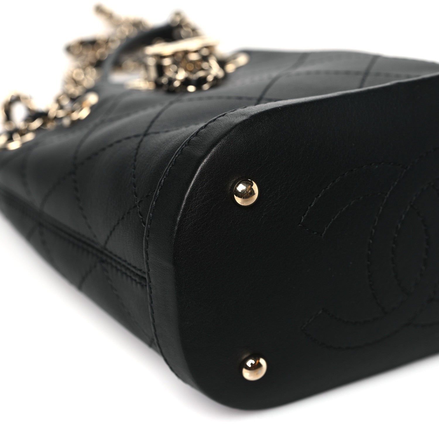 Chanel Calfskin Stitched Small Egyptian Amulet Drawstring Bag Black 9 of 11