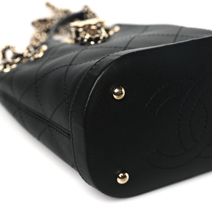 Chanel Calfskin Stitched Small Egyptian Amulet Drawstring Bag Black 9 of 11