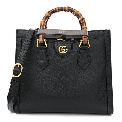 Gucci Textured Dollar Calfskin Web Small Diana Tote Bag Black Dusty Grey 1 of 12