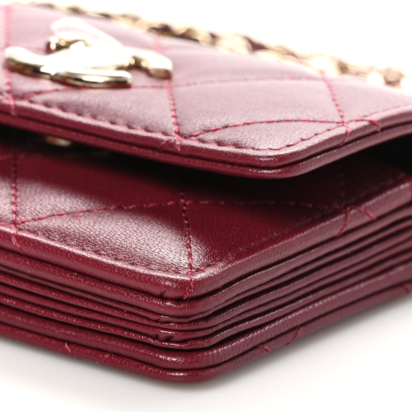 Lambskin Quilted Mini Flap With Chain Burgundy