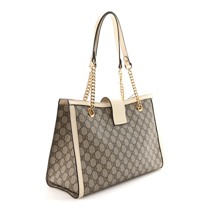 Gucci GG Supreme Monogram Medium Padlock Tote White 3 of 10