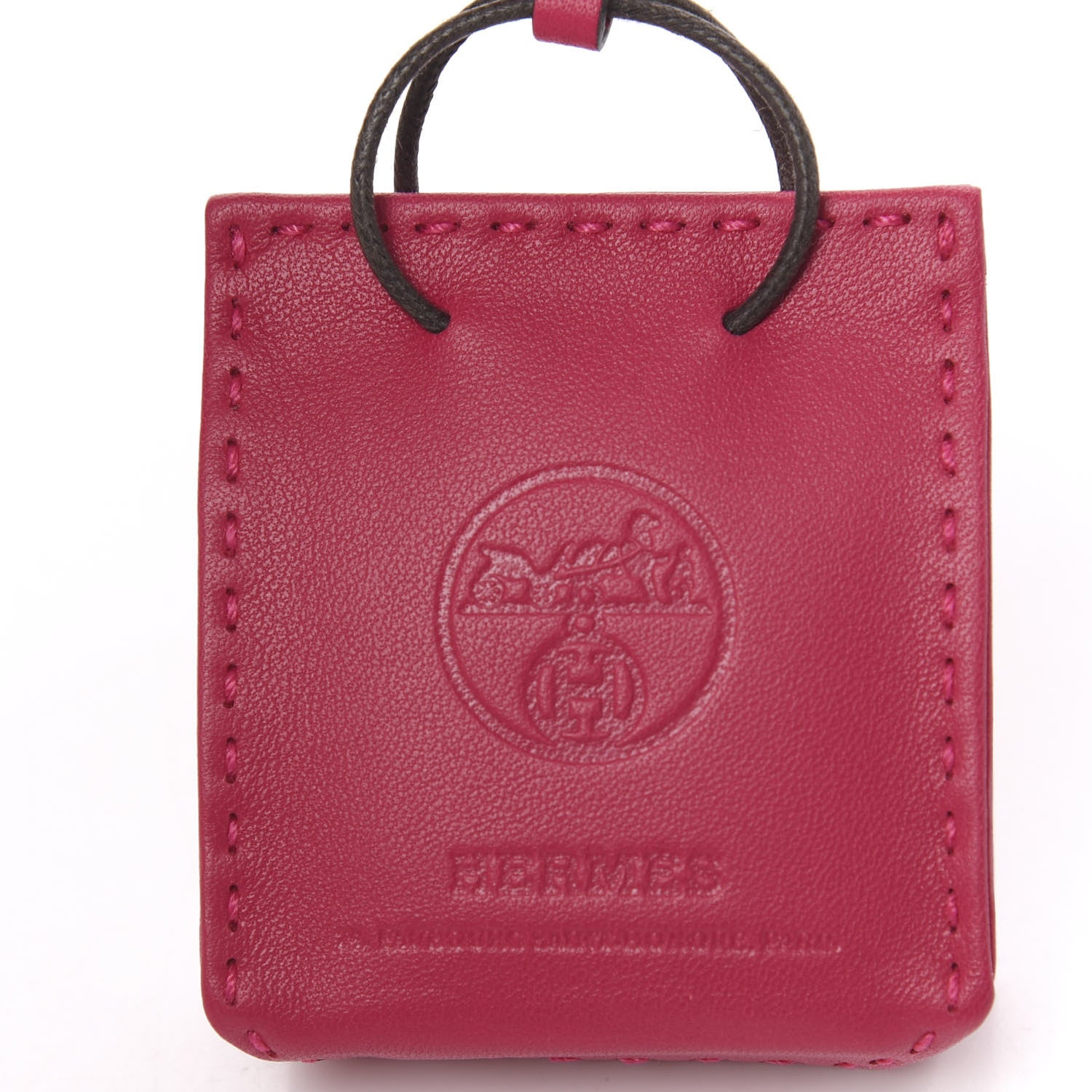 Hermes Milo Lambskin Swift Shopping Bag Charm Rose Mexico 3 of 4