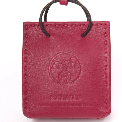 Hermes Milo Lambskin Swift Shopping Bag Charm Rose Mexico 3 of 4
