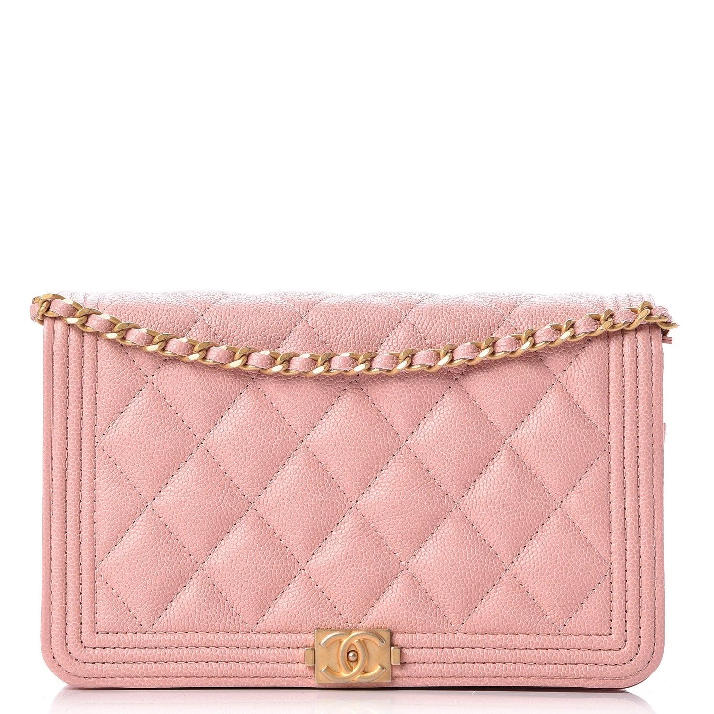 Caviar Quilted Boy Wallet On Chain WOC Pink