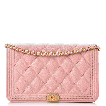 Chanel Caviar Quilted Boy Wallet On Chain WOC Pink 1 of 9