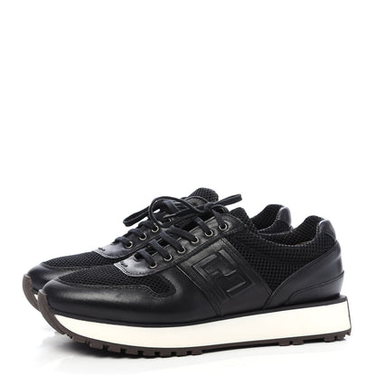 Fendi Calfskin Mesh FF Sneakers 38.5 Black 3 of 7