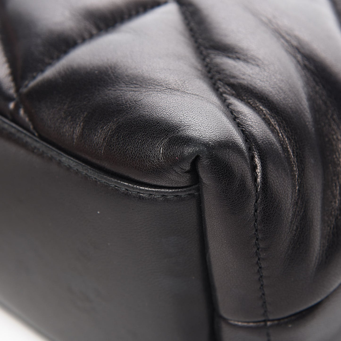 Lambskin Quilted Small Loulou Puffer Monogram Chain Satchel Black
