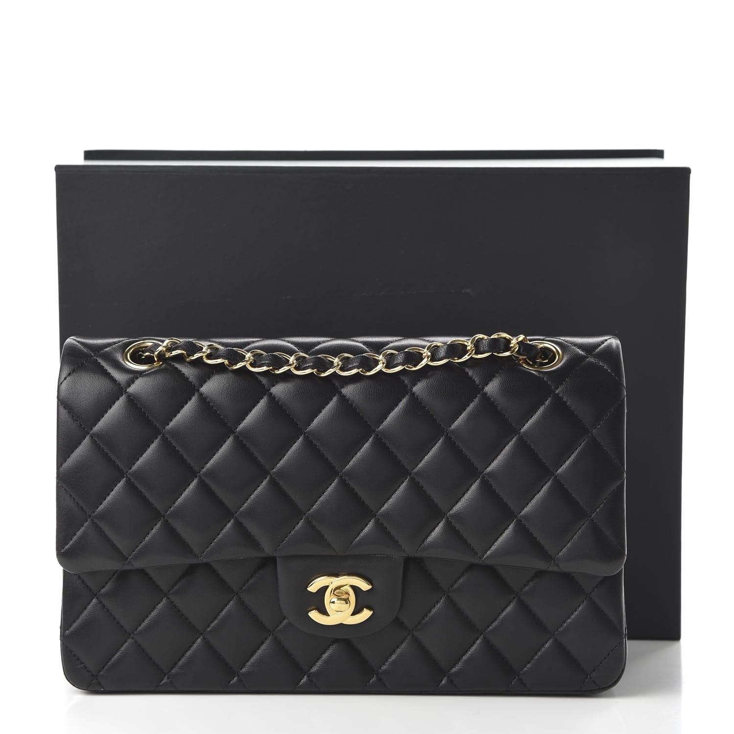 Chanel Lambskin Quilted Medium Double Flap Black 14 of 14