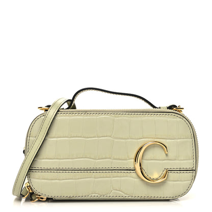 Chloe Calfskin Crocodile Embossed Mini C Vanity Bag Light Eucalyptus 1 of 10