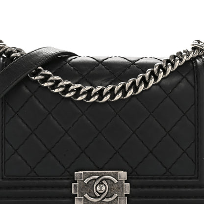 Chanel Calfskin Quilted Double Stitch New Medium Boy Flap Black 8 of 14