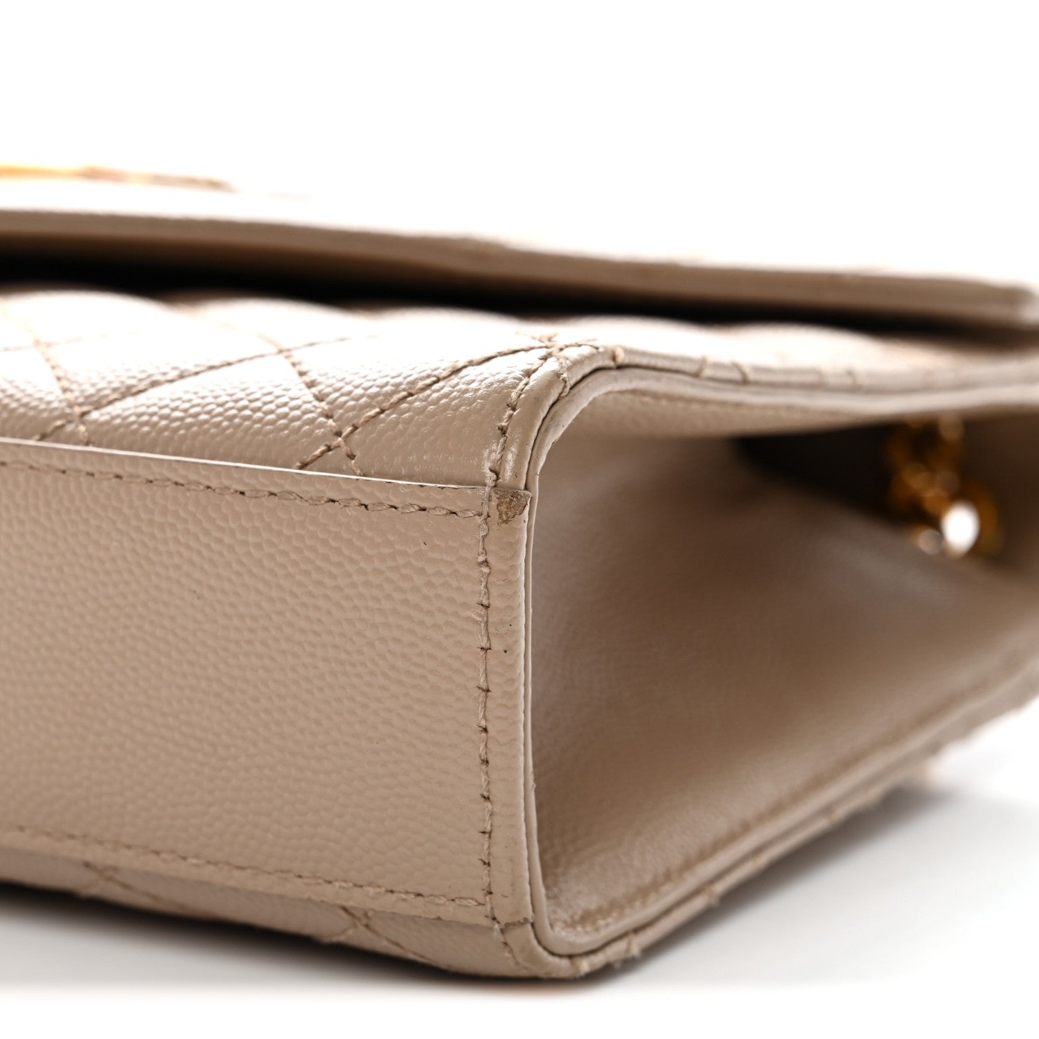 Saint Laurent Grain De Poudre Textured Mixed Matelasse Medium Triquilt Monogram Satchel Dark Beige 10 of 14