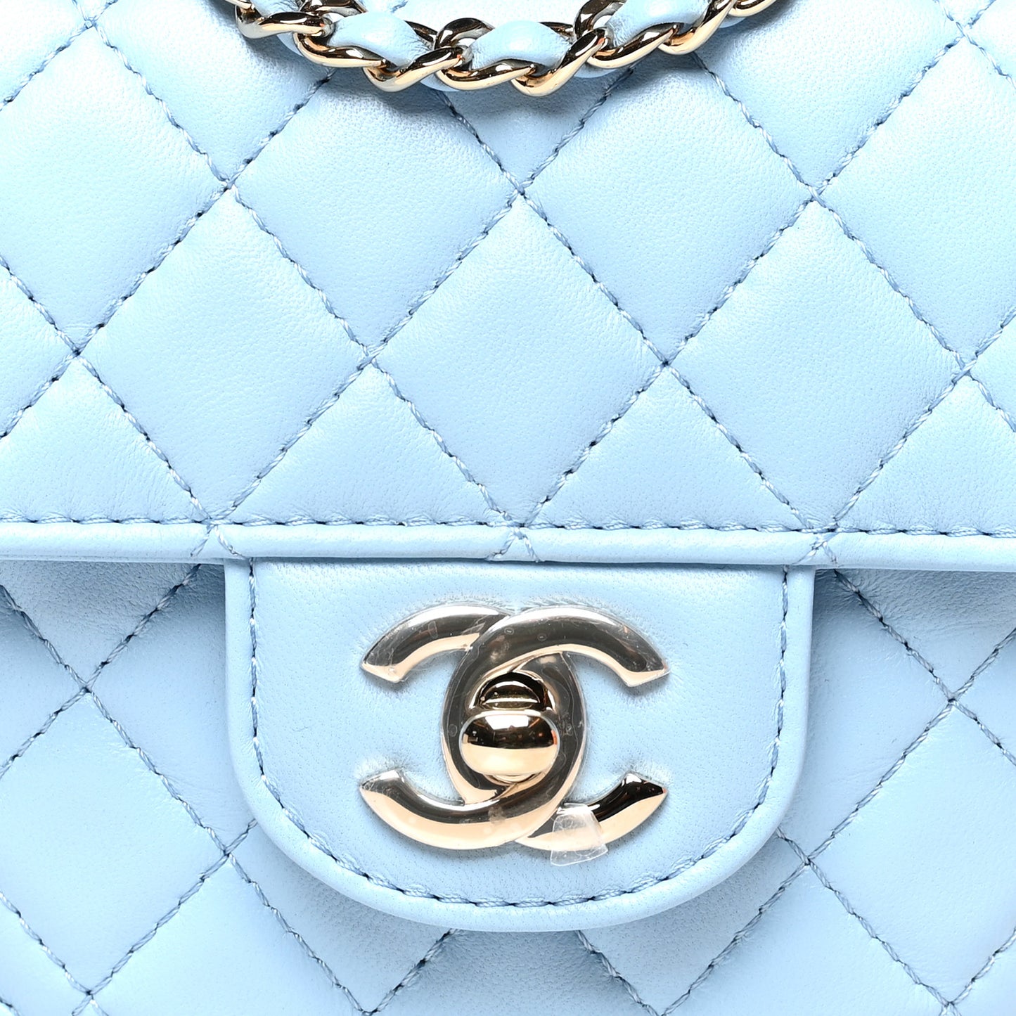 Lambskin Quilted CC In Love Heart Bag Light Blue
