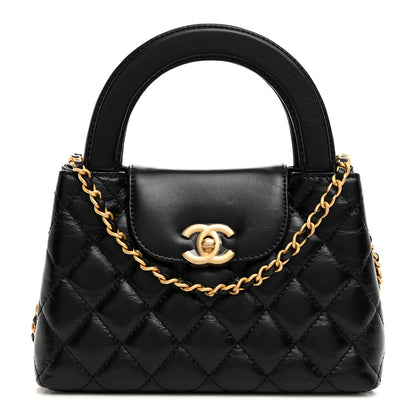 Chanel Shiny Aged Calfskin Quilted Nano Kelly Shopper Black 1 of 10