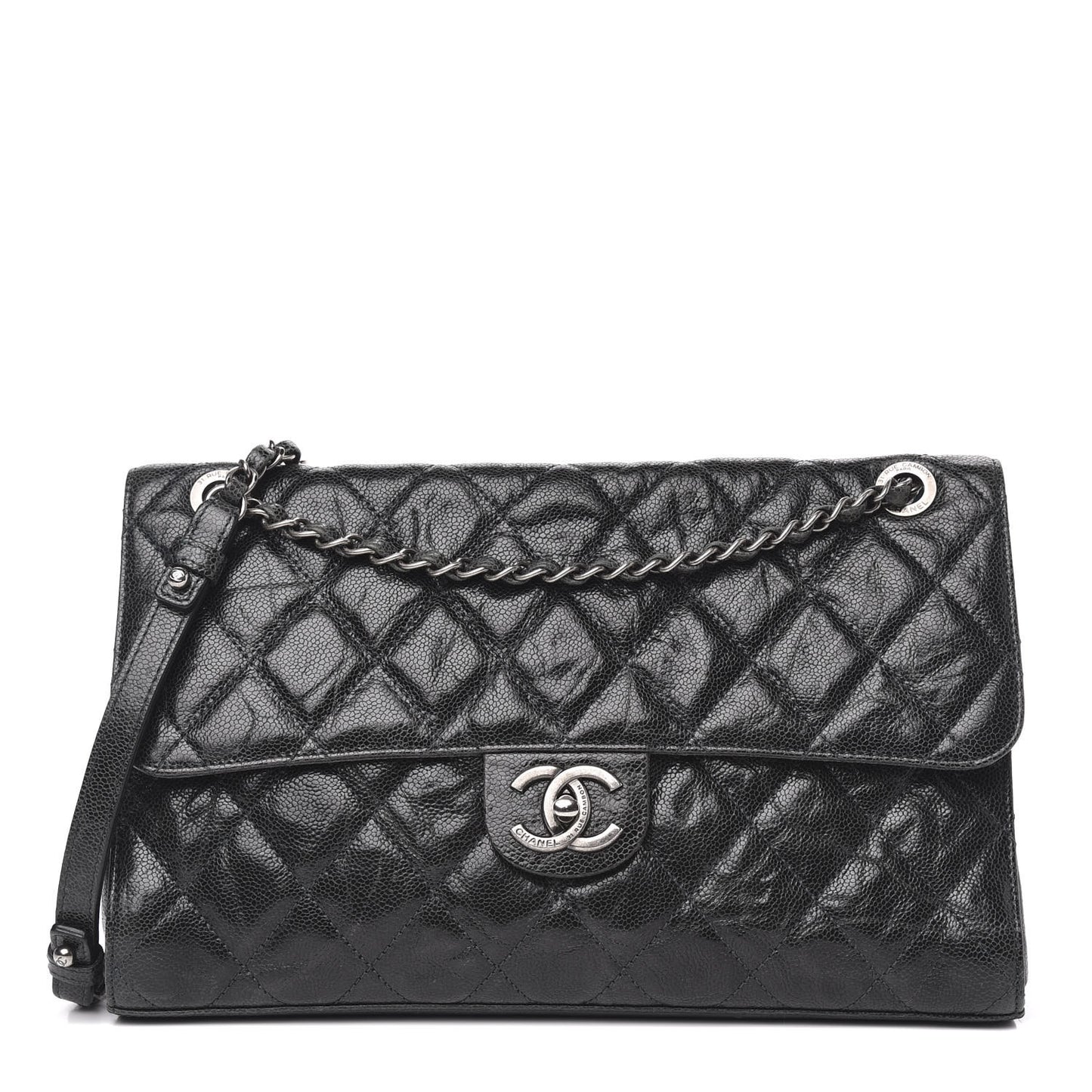 Crumpled Grained Calfskin Jumbo CC Crave Flap