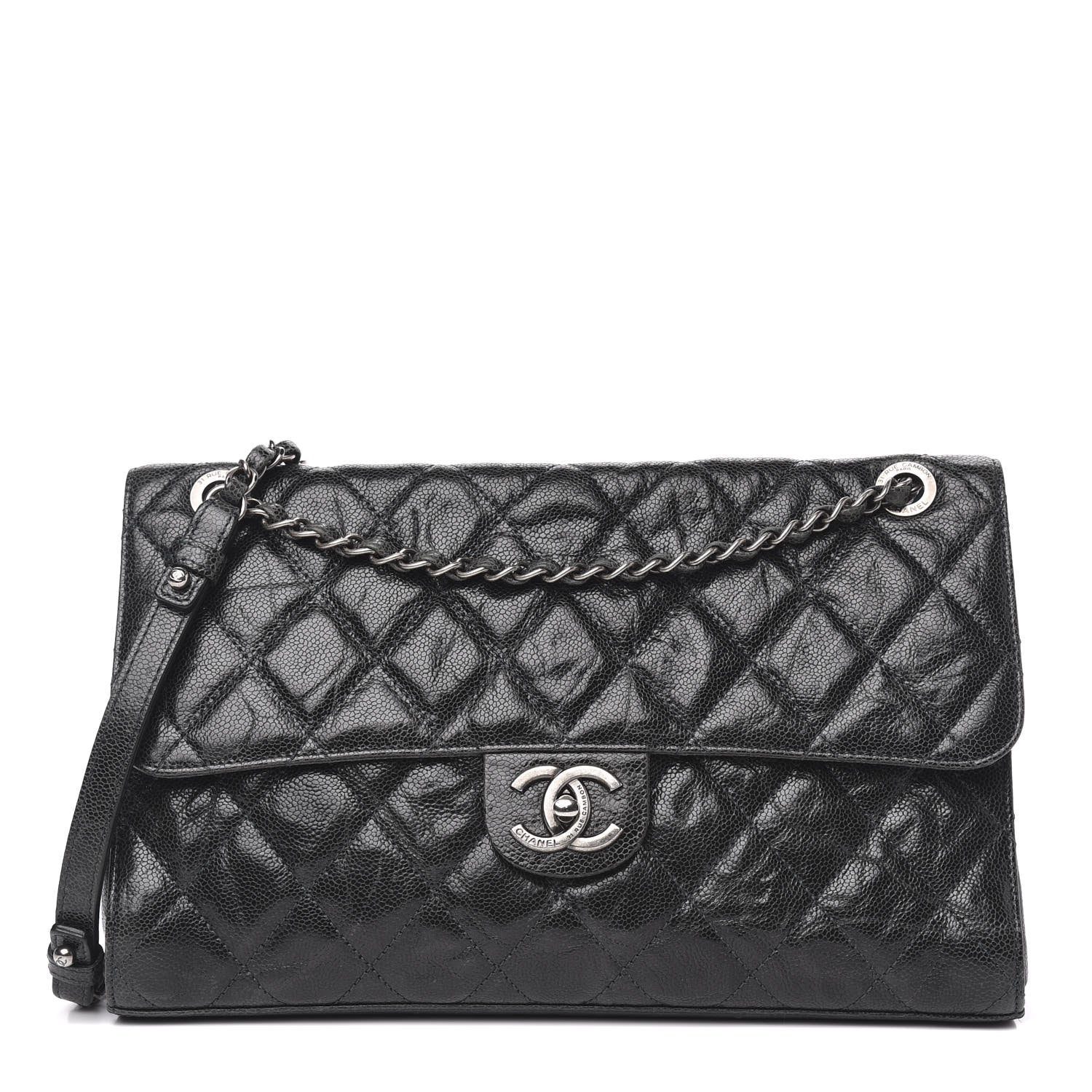 Chanel Crumpled Grained Calfskin Jumbo CC Crave Flap 1 of 12