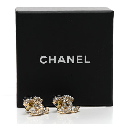 Chanel Crystal Pearl CC Earrings Gold 5 of 5