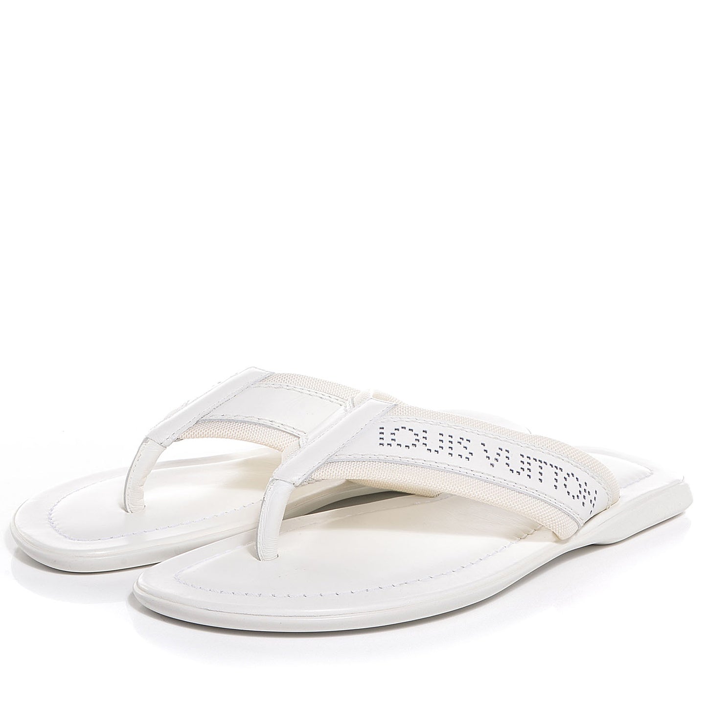 Mens Perforated Logo Thong Sandal 7 White