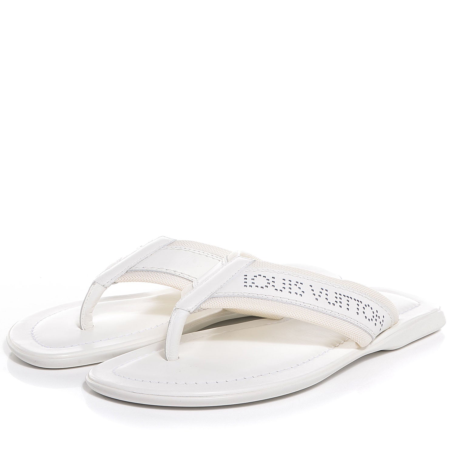 Louis Vuitton Mens Perforated Logo Thong Sandal 7 White 3 of 7