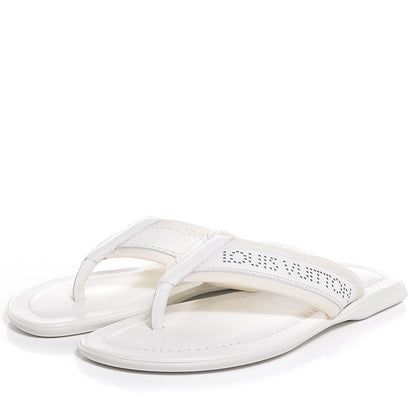 Louis Vuitton Mens Perforated Logo Thong Sandal 7 White 3 of 7
