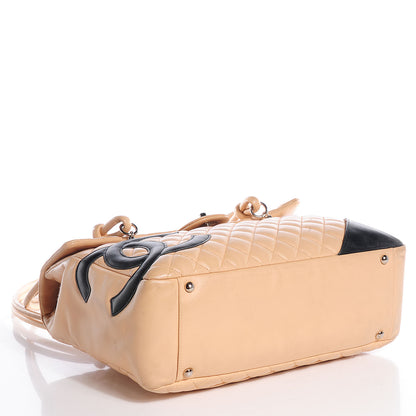 Chanel Calfskin Quilted Large Cambon Flap Beige Black 4 of 7