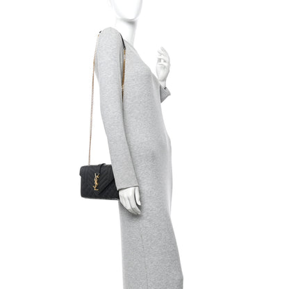 Saint Laurent Grain De Poudre Textured Mixed Matelasse Triquilt Small Monogram Satchel Black 2 of 11