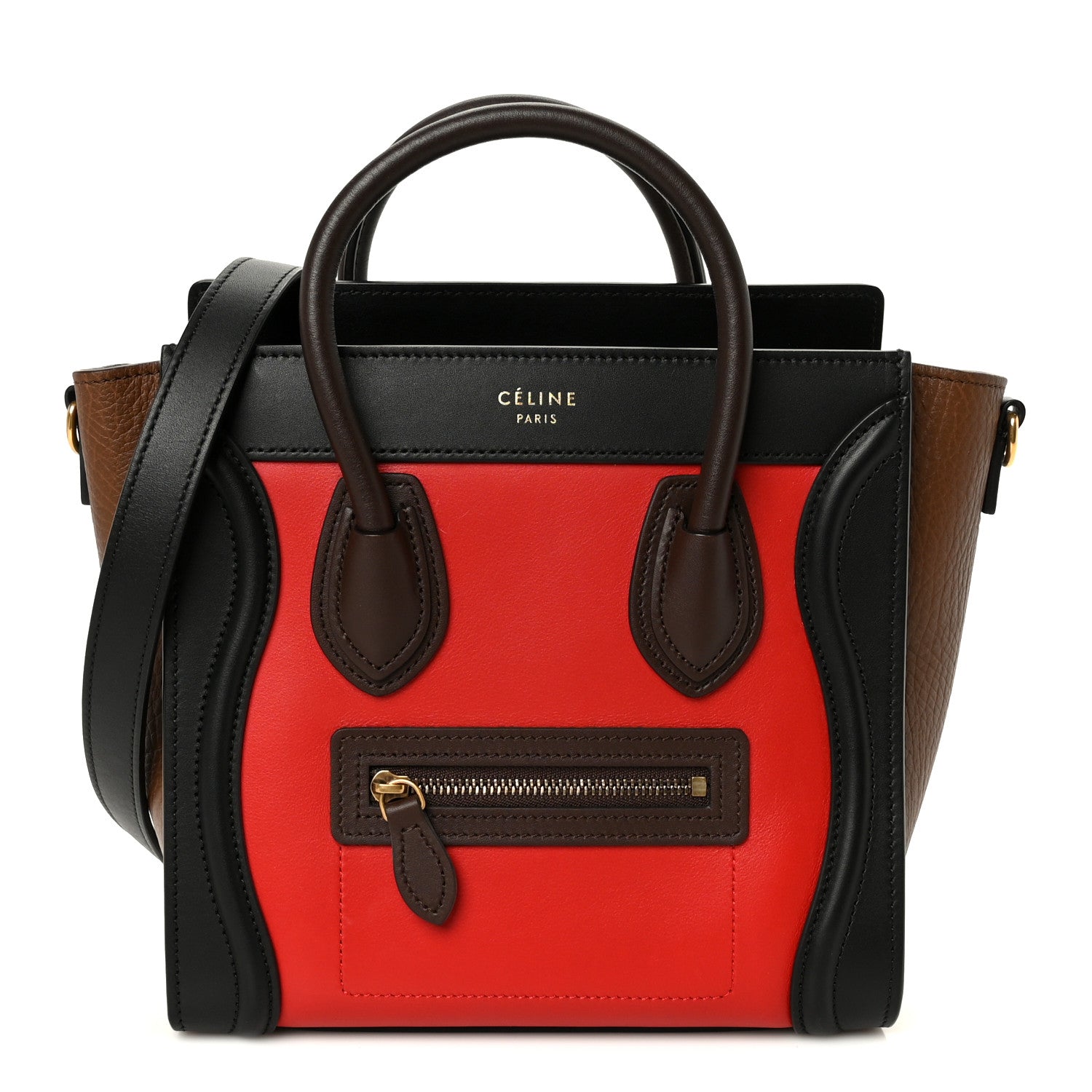 Celine Smooth Calfskin Bullhide Nano Tri-Color Luggage Bright Red 1 of 10