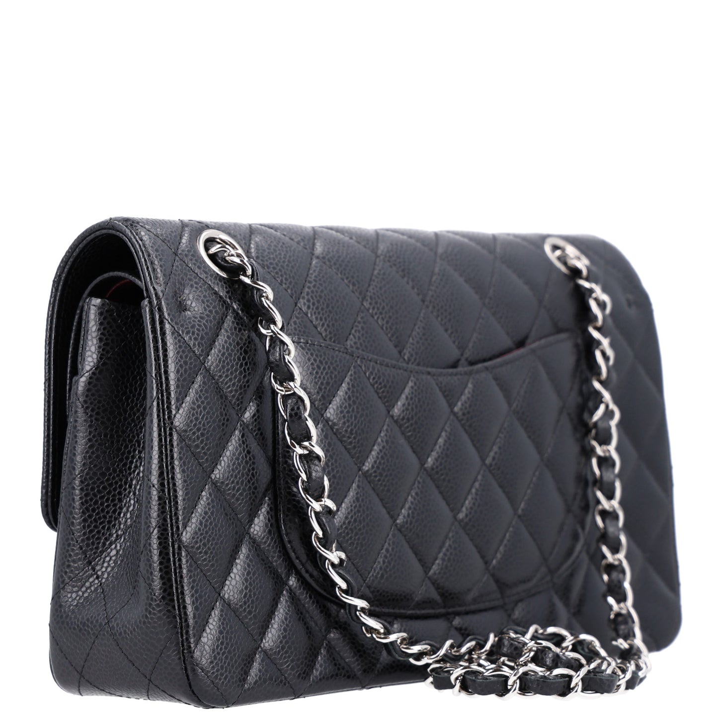 Caviar Quilted Medium Double Flap Black