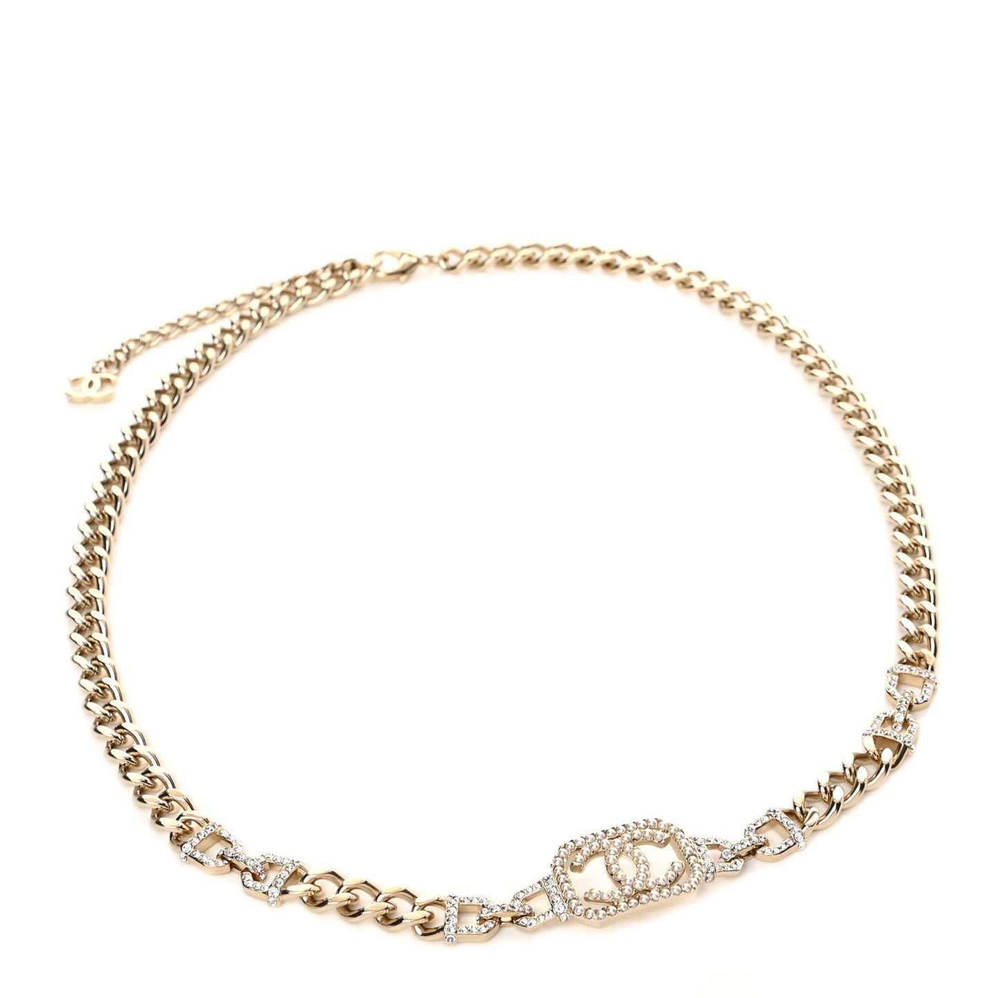 Metal Crystal CC Vendome Chain Belt 80 Gold