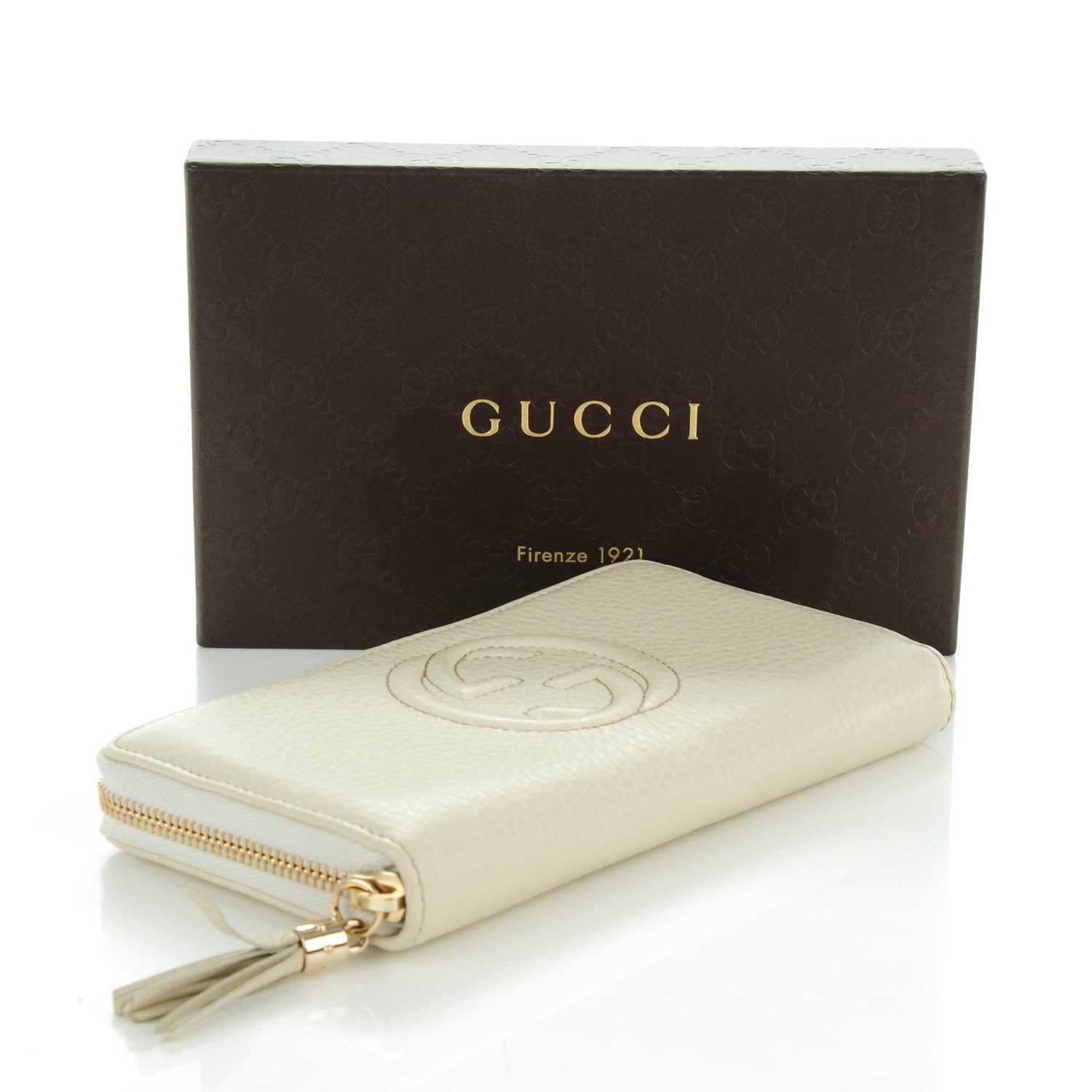 Gucci Pebbled Calfskin Soho Zip Around Wallet Off White 5 of 8