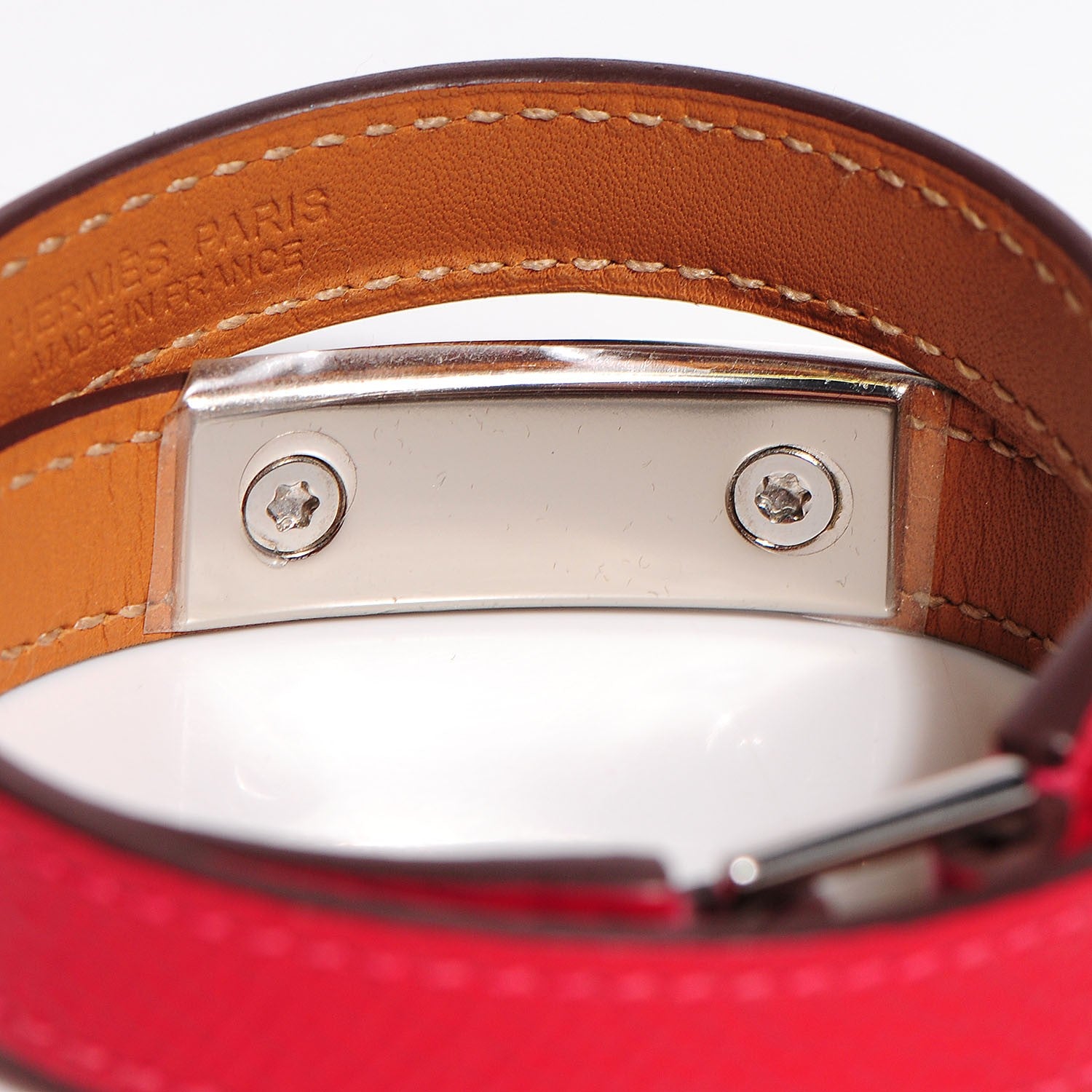 Hermes Epsom Rivale Double Tour Bracelet M Rouge Casaque 8 of 9