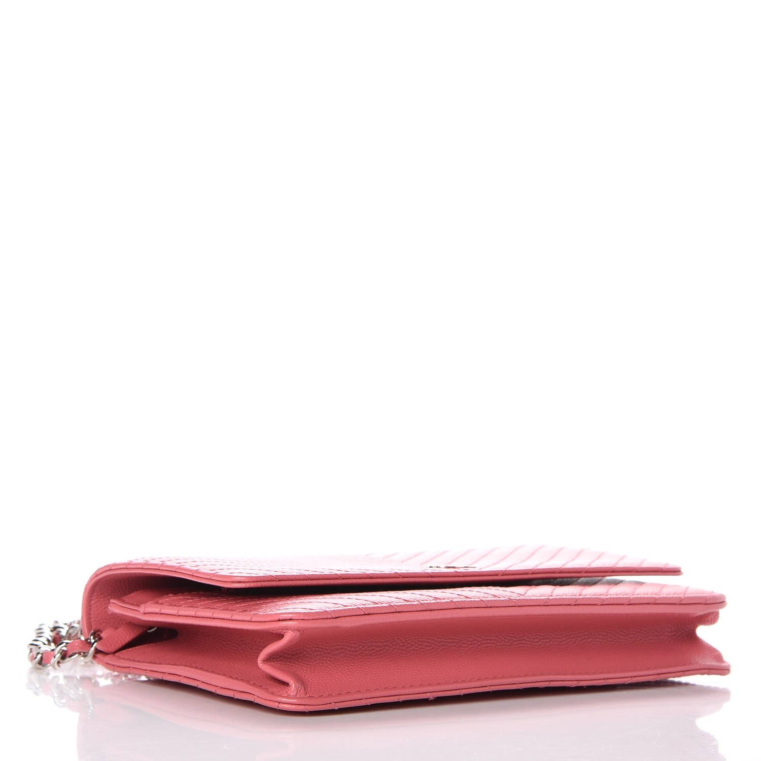 Chanel Caviar Chevron Quilted Wallet On Chain WOC Pink 4 of 9