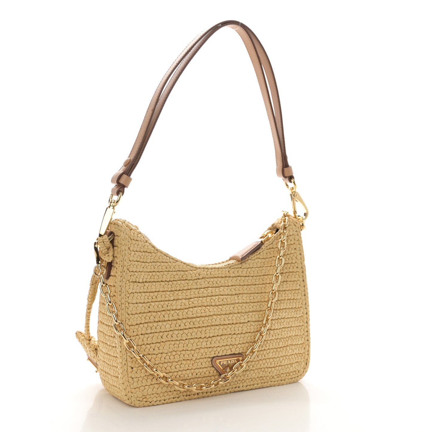 Yarn Raffia Effect Crochet Mini Re-Edition 2000 Shoulder Bag Naturale