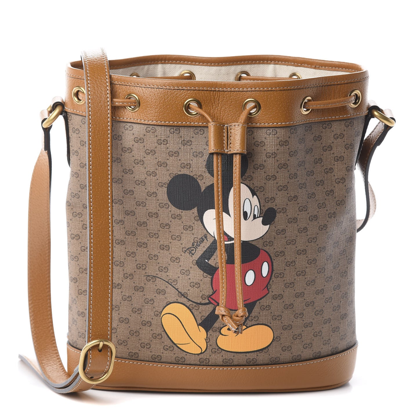 X DISNEY Mini Vintage GG Supreme Monogram Bucket Bag Beige Vintage Sun Oil