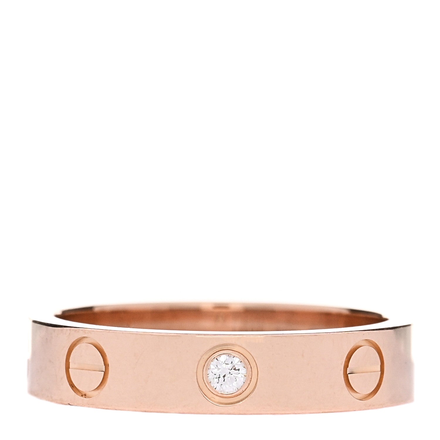 Cartier 18K Pink Gold Diamond 4mm LOVE Wedding Band Ring 50 5.25 1 of 4