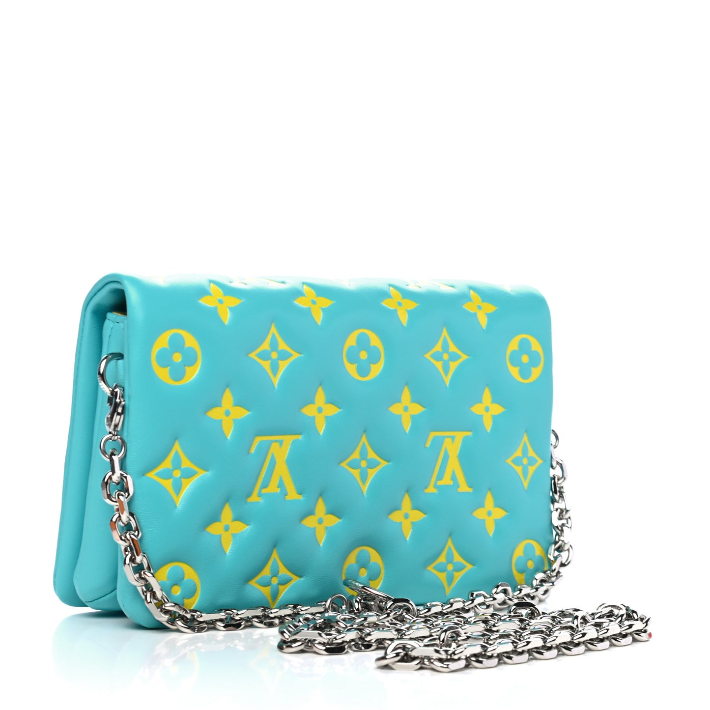 Lambskin Embossed Monogram Vuittamins Pochette Coussin Menthe Jaune